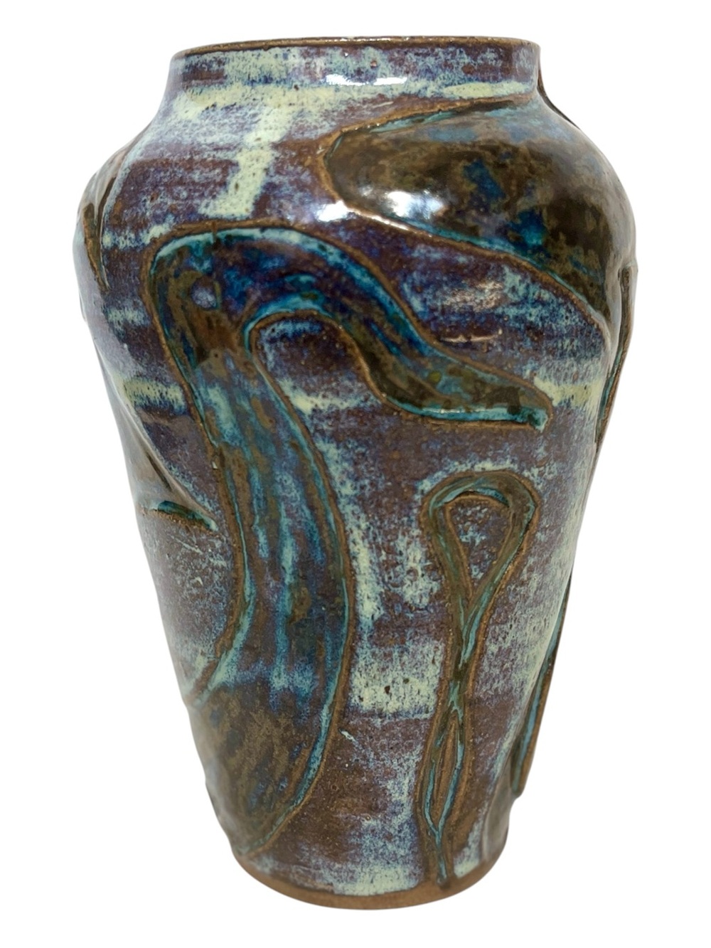 Mid Century Vase Signed Lombardy Studio Pottery Ceramic Vase Sgraffito Italy